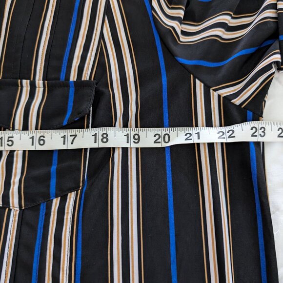 COCOMO Blouse Women's 2X Multicolor Striped Pintuck 1/4 Zip 3/4 Sleeve Work - Picture 9 of 10